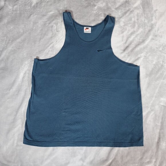 Vintage Nike Swoosh Tank Top T Shirt Mens XL Dark Teal Blue Made In USA 90s - Picture 2 of 7